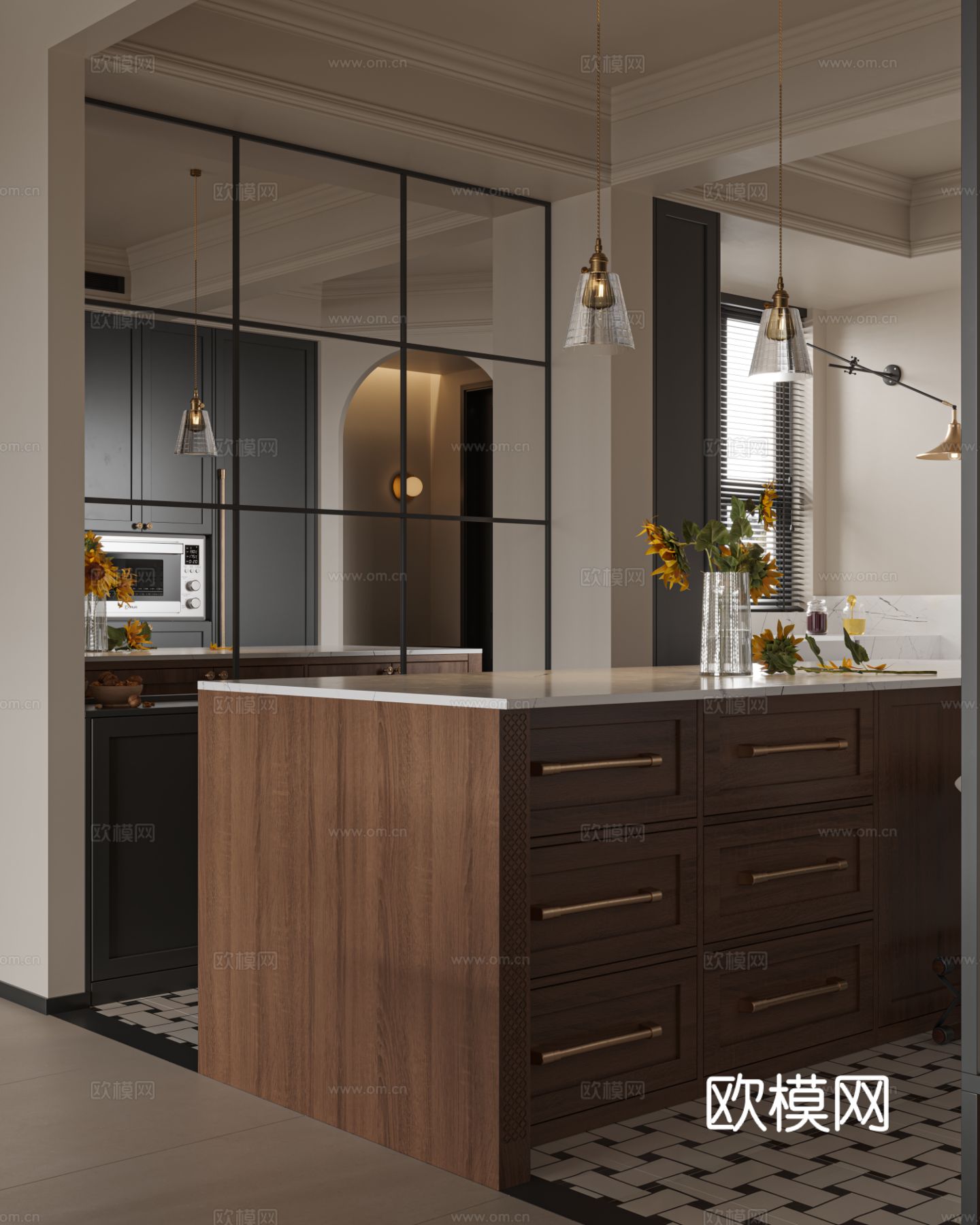 宋式新中式大平层家装风格效果图下载（渲染图8）