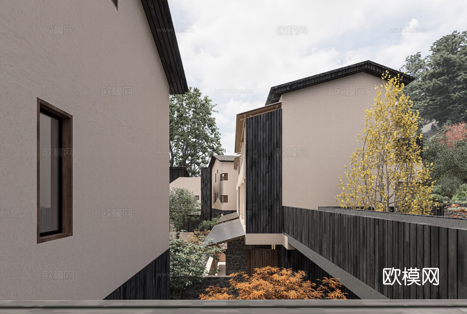 新中式酒店民宿设计效果图下载（渲染图6）