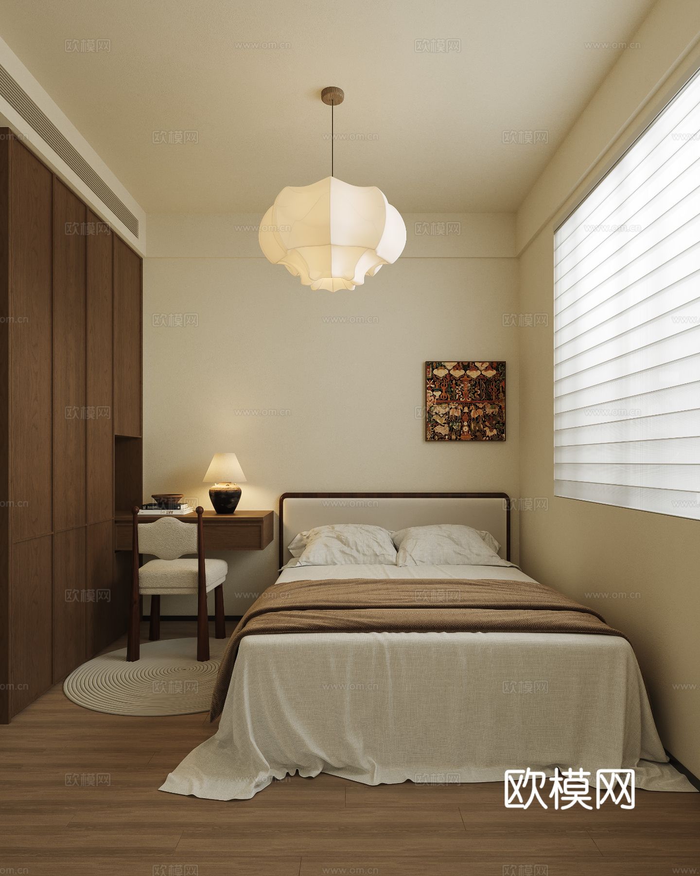 宋式新中式大平层家装风格效果图下载（渲染图4）