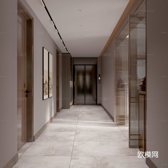 宋式新中式大平層家裝風(fēng)格效果圖下載(渲染圖8)