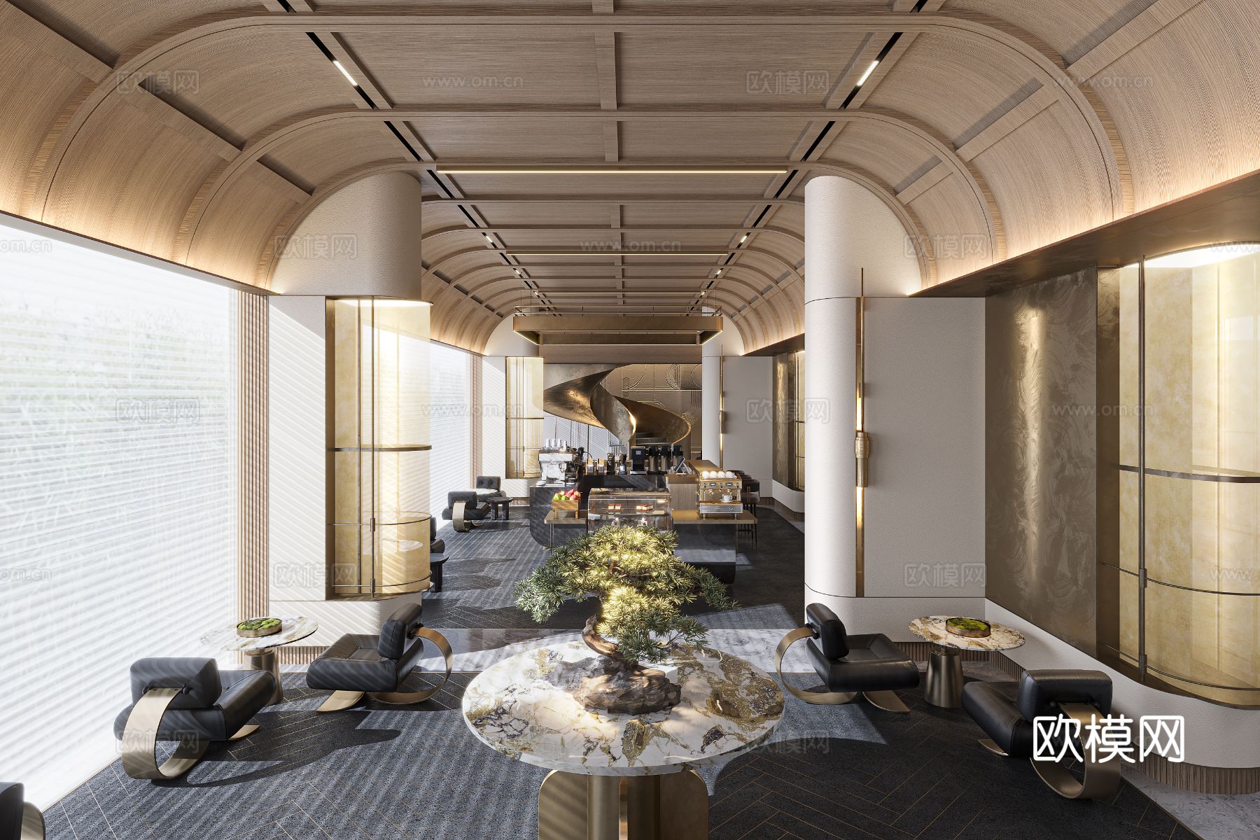 酒店大堂 民宿设计效果图下载（渲染图1）