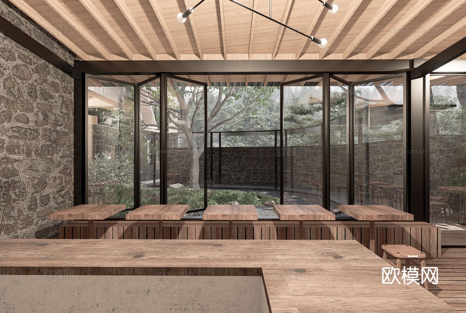 新中式酒店民宿设计效果图下载（渲染图7）