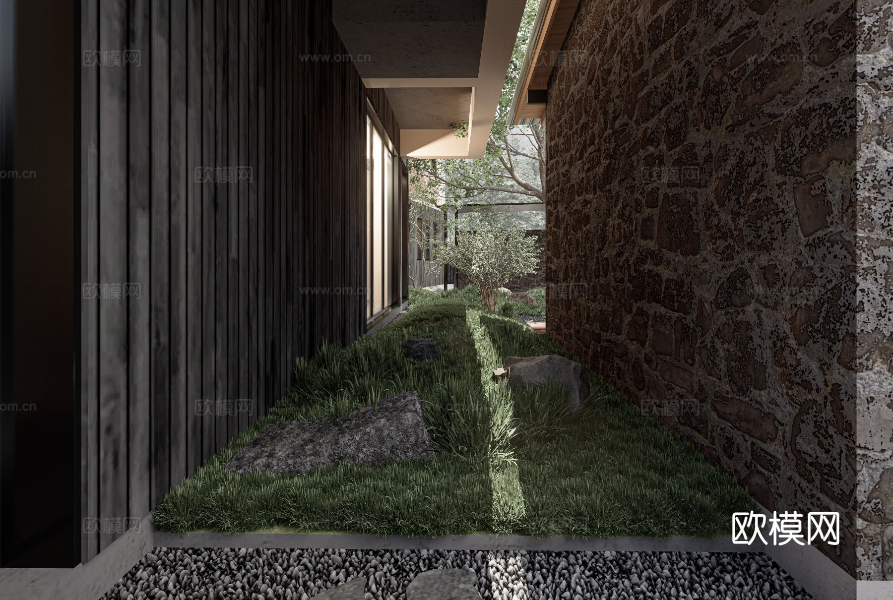 新中式酒店民宿设计效果图下载（渲染图1）