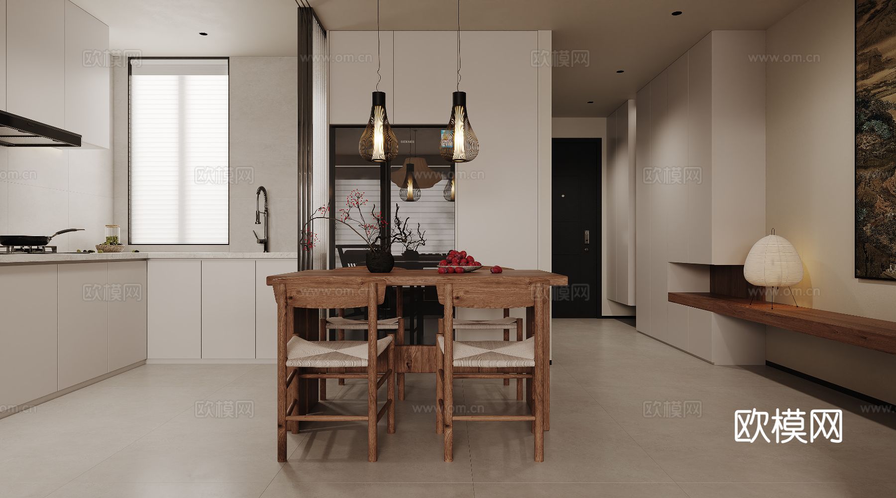 宋式新中式大平层家装风格效果图下载（渲染图5）