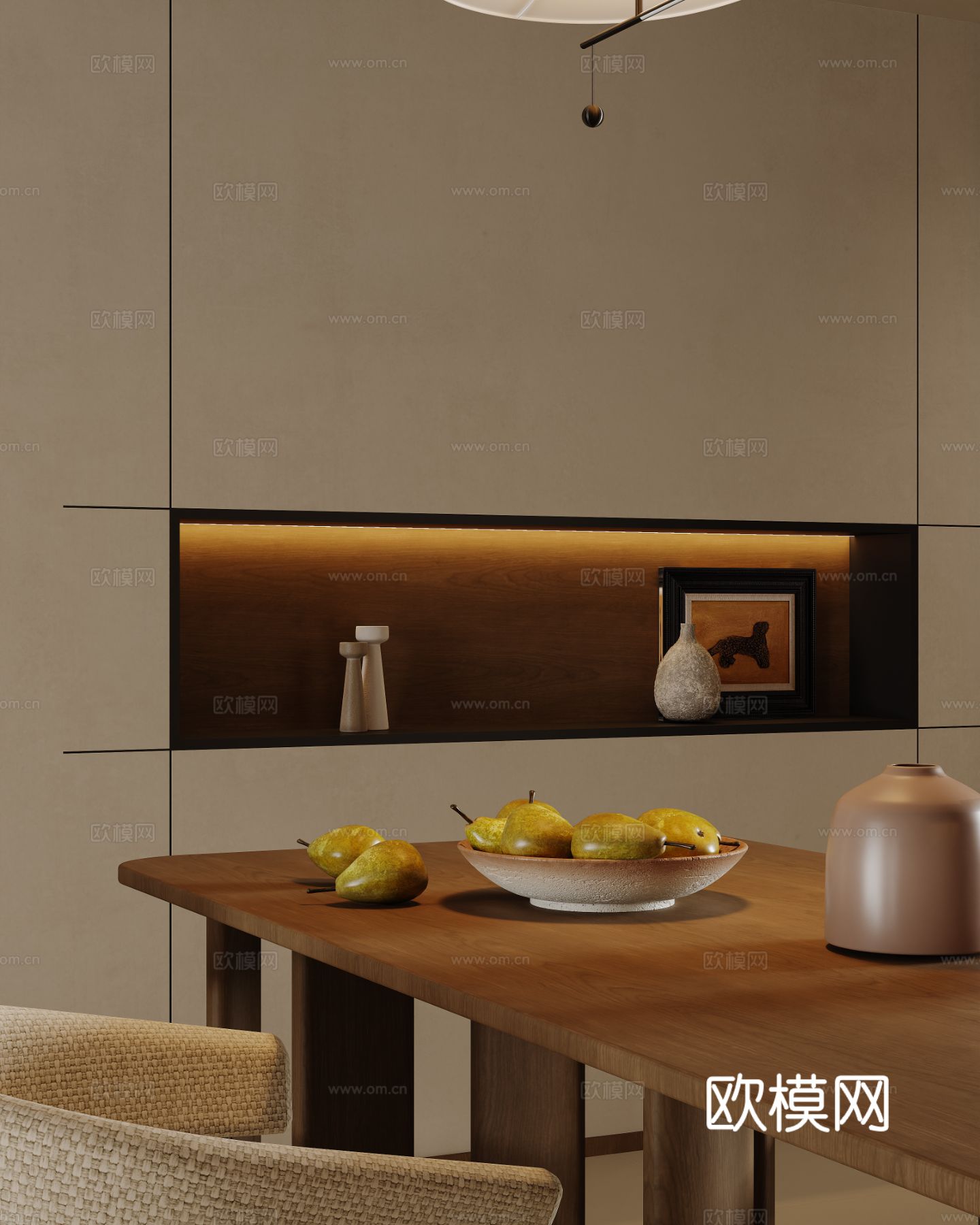 宋式新中式大平层家装风格效果图下载（渲染图4）