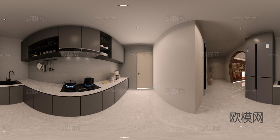 現代簡約客餐廳 新中式茶室 全景效果圖下載(渲染圖4)