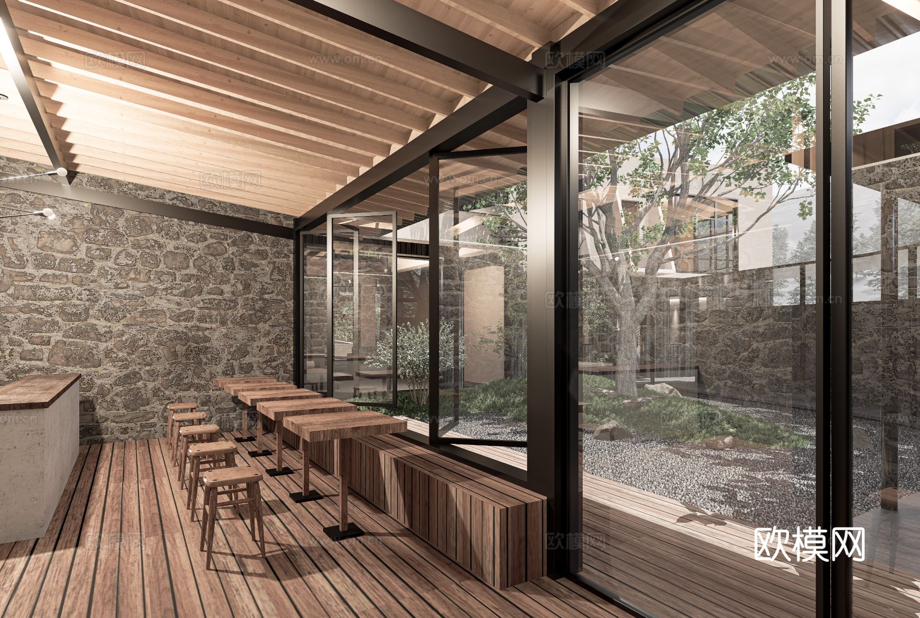 新中式酒店民宿设计效果图下载（渲染图3）