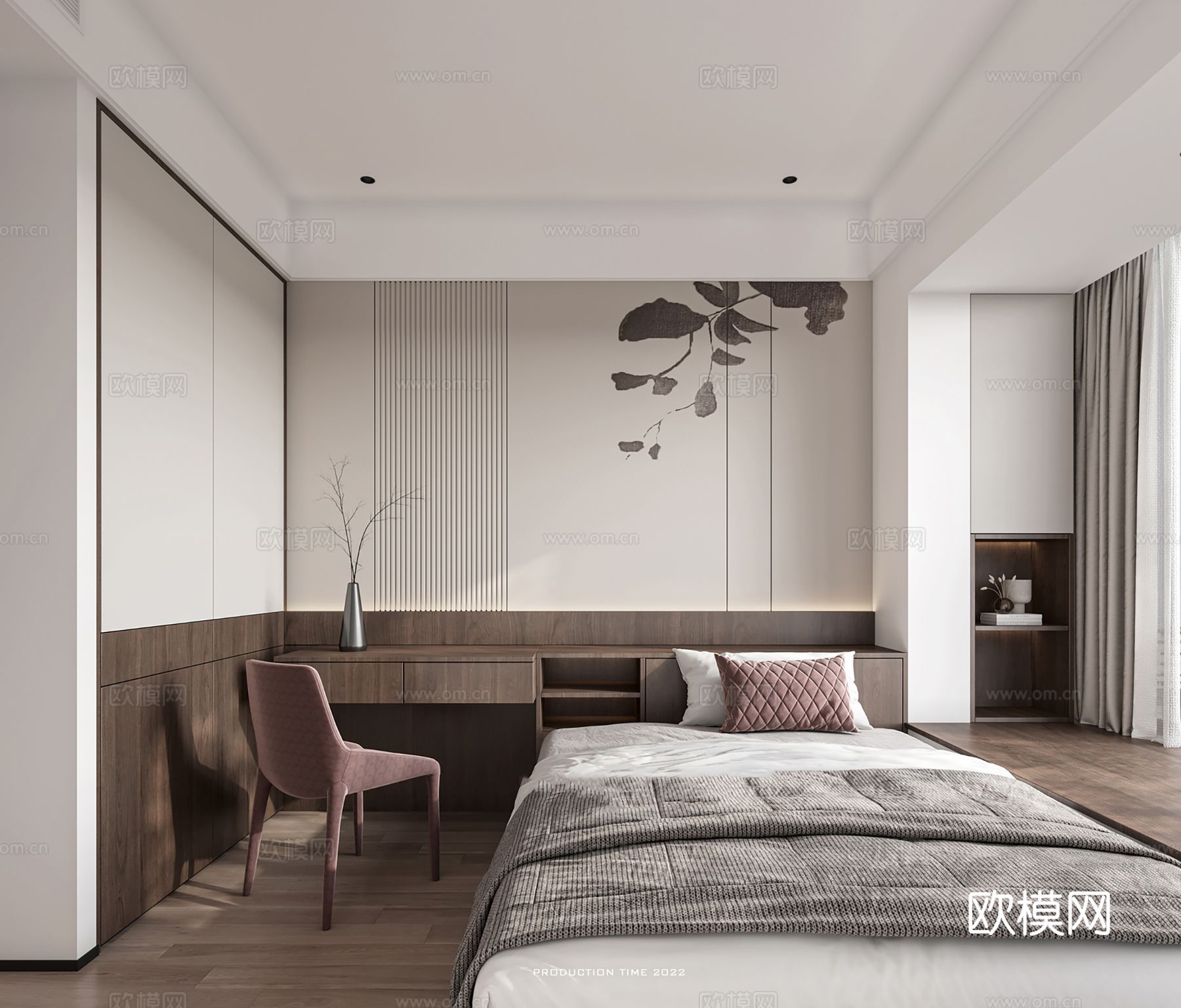 宋式新中式大平层家装风格效果图下载（渲染图6）