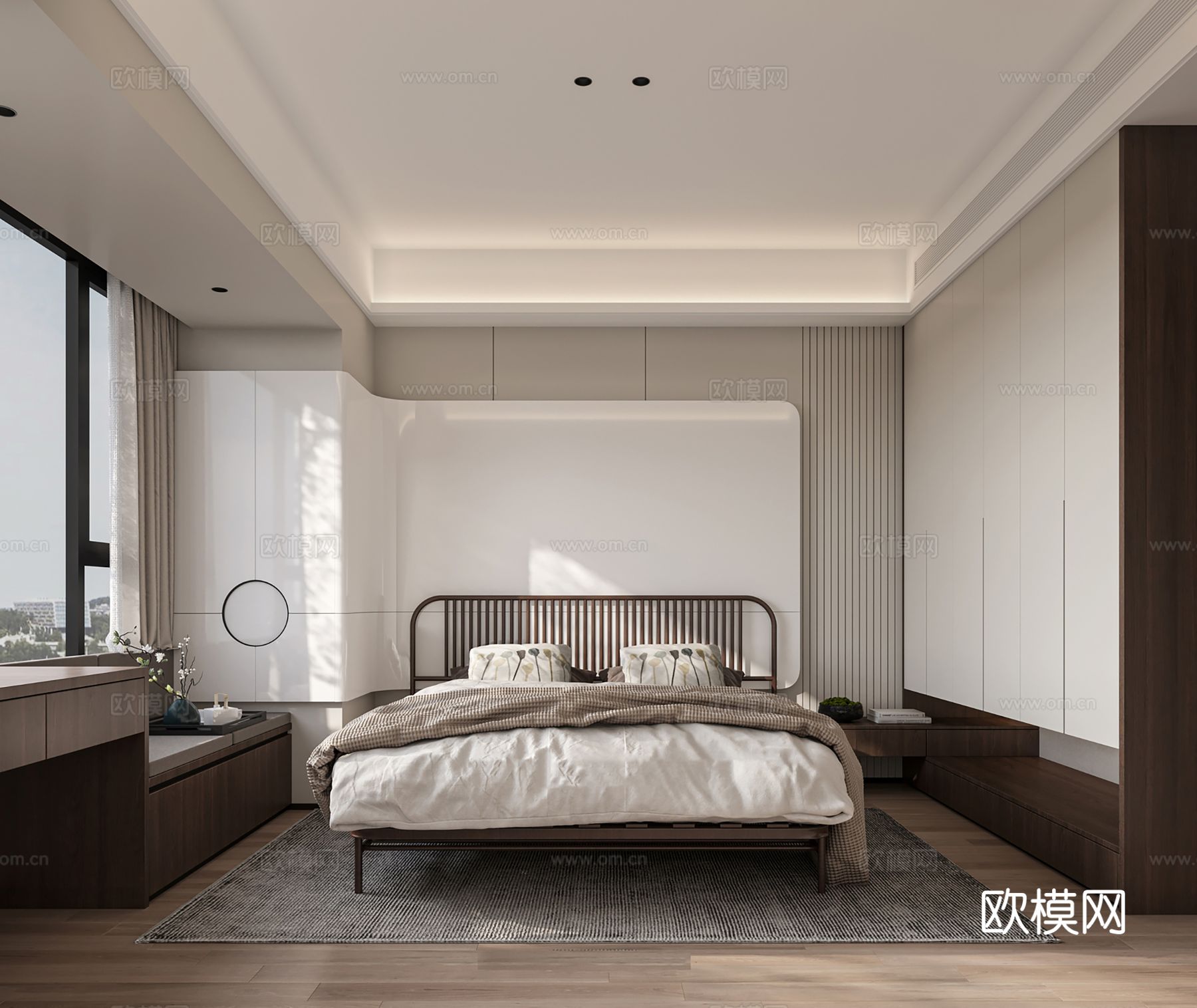 宋式新中式大平层家装风格效果图下载（渲染图4）