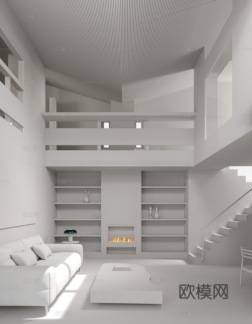 西班牙CPLUS 奶油复式公寓3d模型
