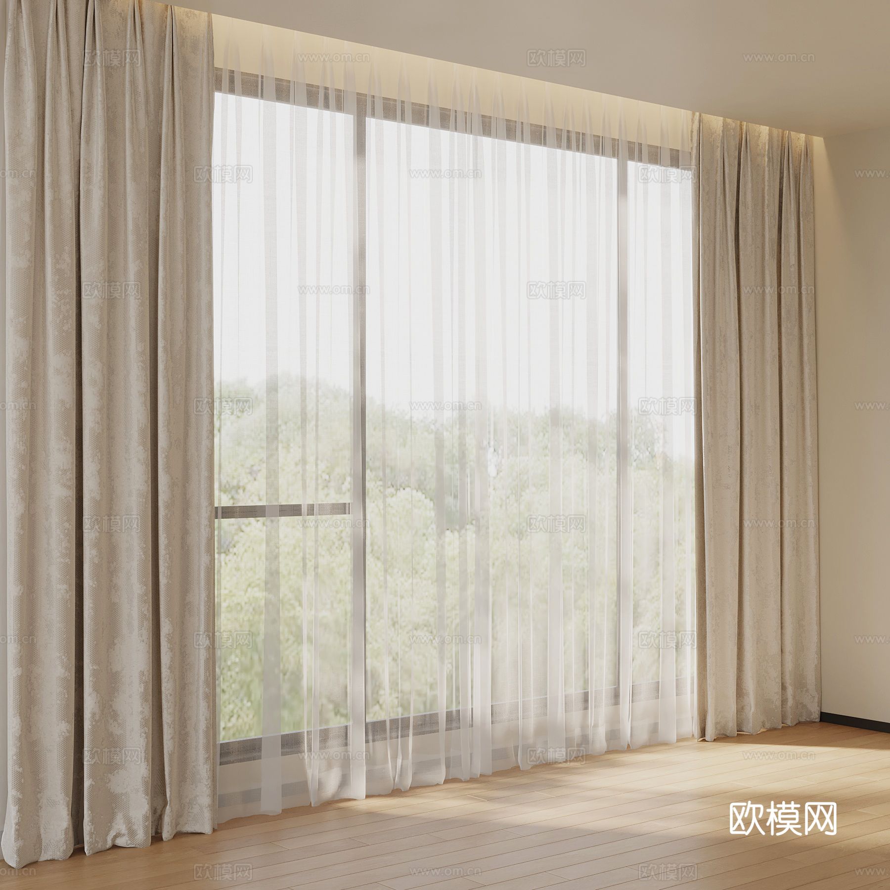 现代窗帘 纱帘3d模型
