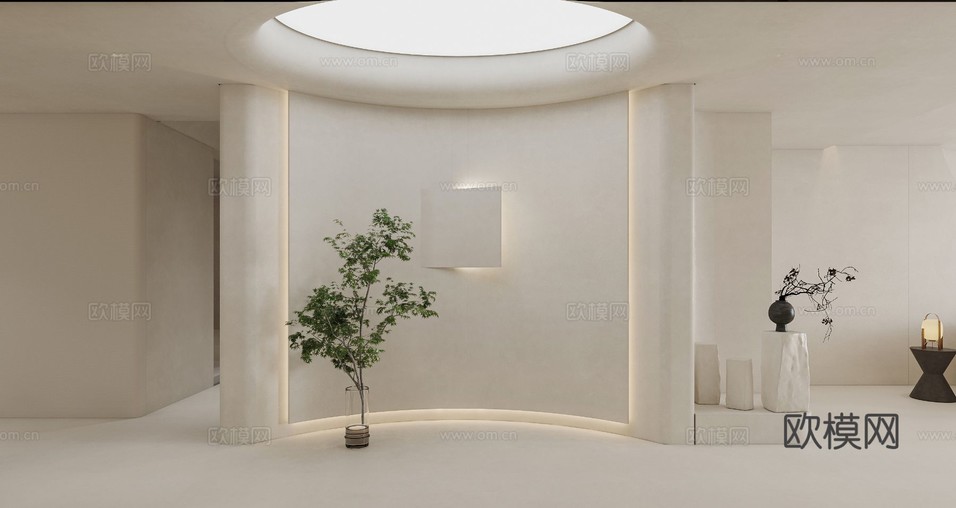 現(xiàn)代極簡(jiǎn)大平層 客廳臥室餐廳效果圖下載(渲染圖6)