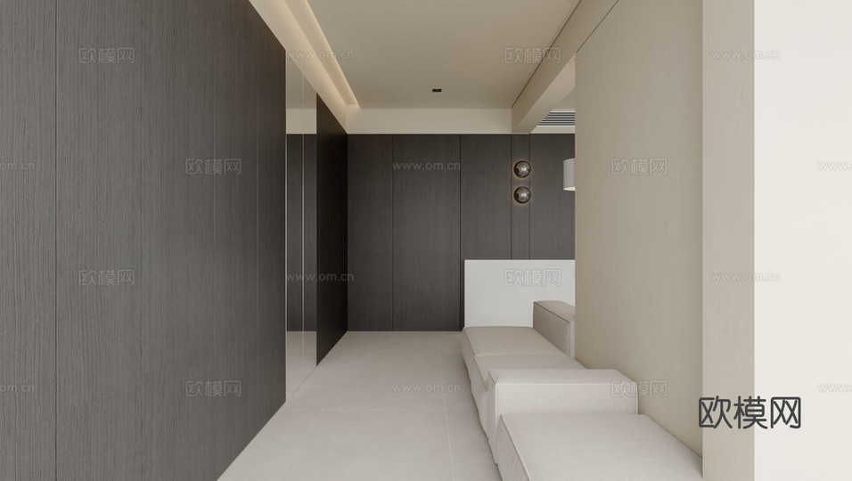 現(xiàn)代極簡大平層家裝設(shè)計效果圖 客廳臥室餐廳效果圖下載(渲染圖5)
