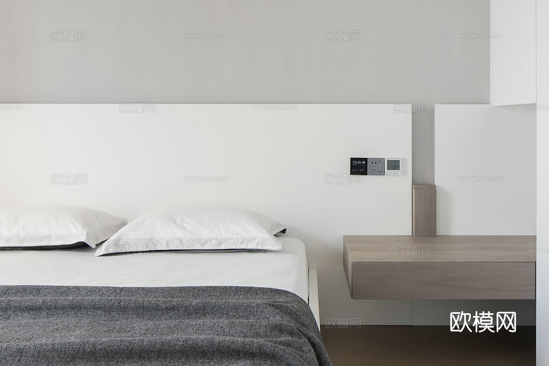 现代极简大平层 客厅卧室餐厅效果图下载（渲染图6）