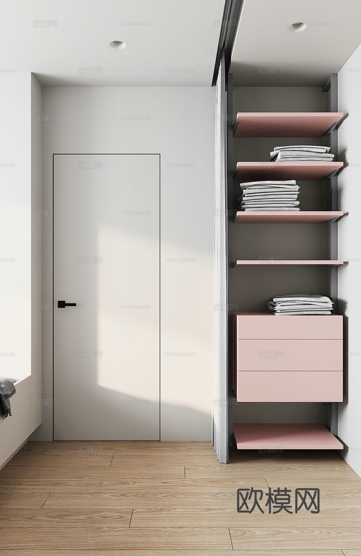 现代极简大平层 奶油  客厅卧室餐厅效果图下载（渲染图9）