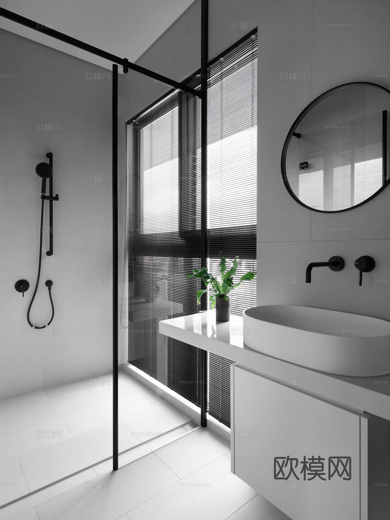 现代极简大平层家装 客厅卧室餐厅 黑白灰高级效果图下载（渲染图5）