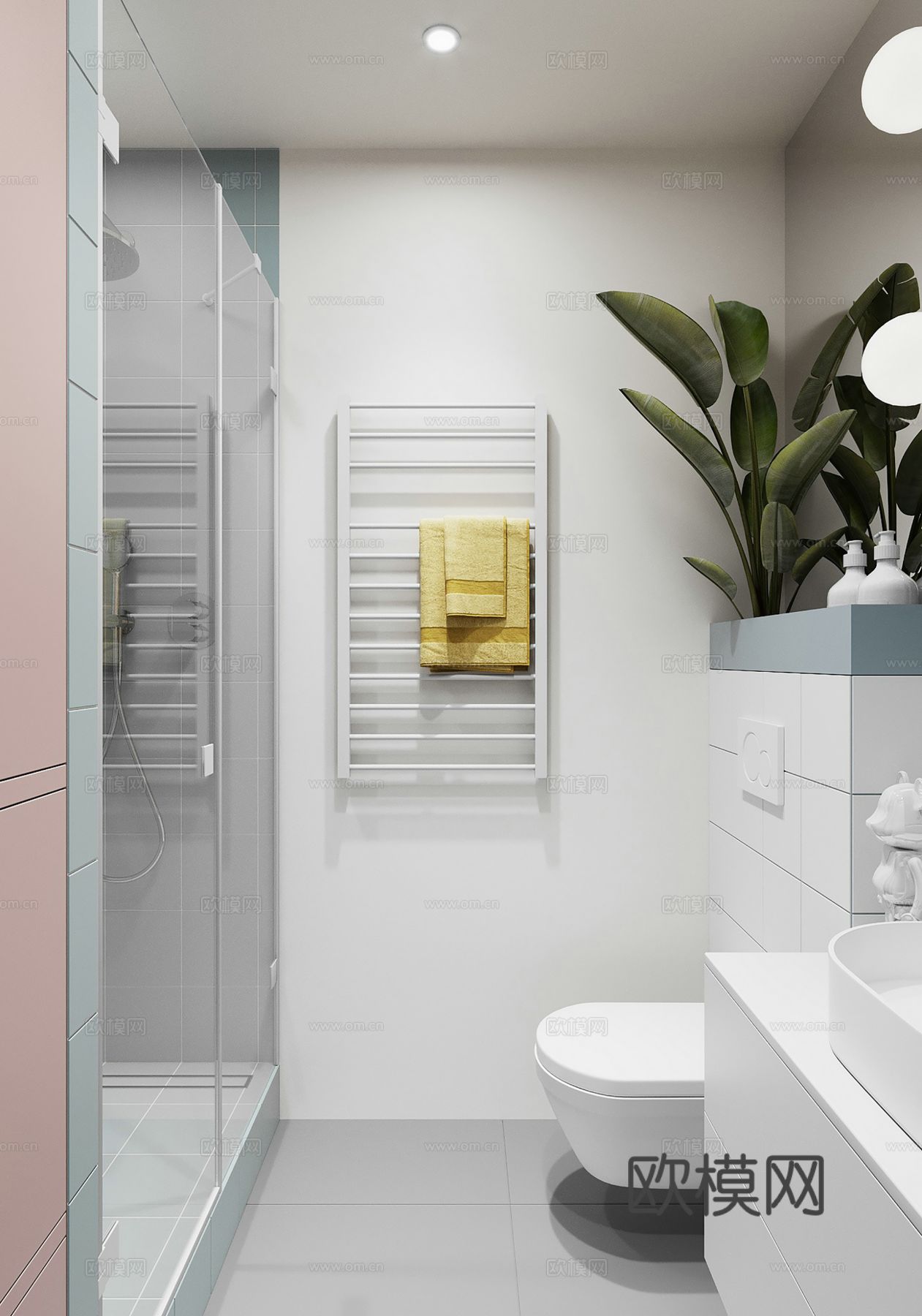 现代极简大平层 奶油  客厅卧室餐厅效果图下载（渲染图5）