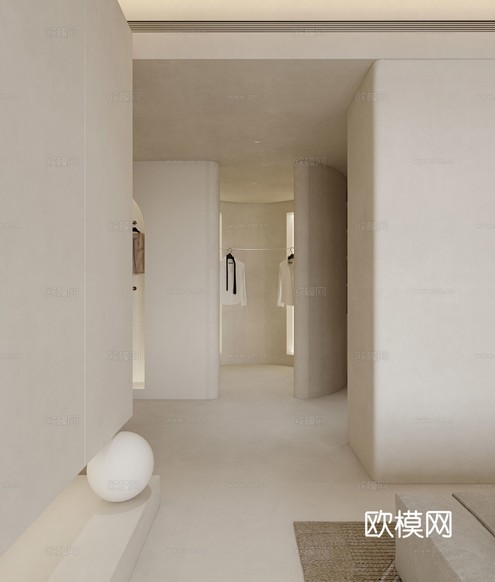 現(xiàn)代極簡(jiǎn)大平層 客廳臥室餐廳效果圖下載(渲染圖10)
