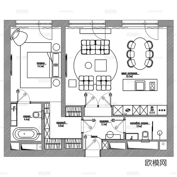 現(xiàn)代極簡大平層家裝 客廳 臥室效果圖下載(渲染圖9)