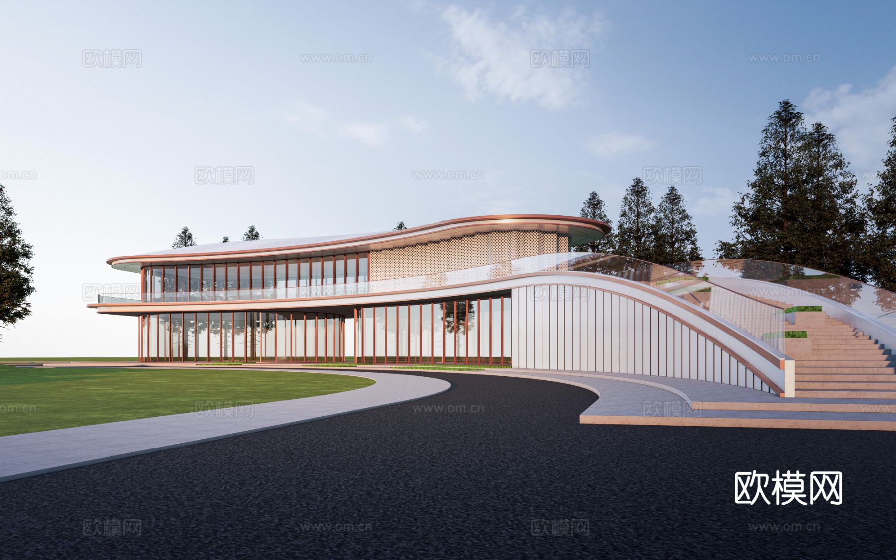 现代小公建 商店建筑 咖啡厅建筑 驿站建筑su模型