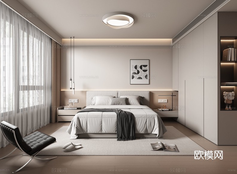 現(xiàn)代簡約臥室 主人房3d模型下載