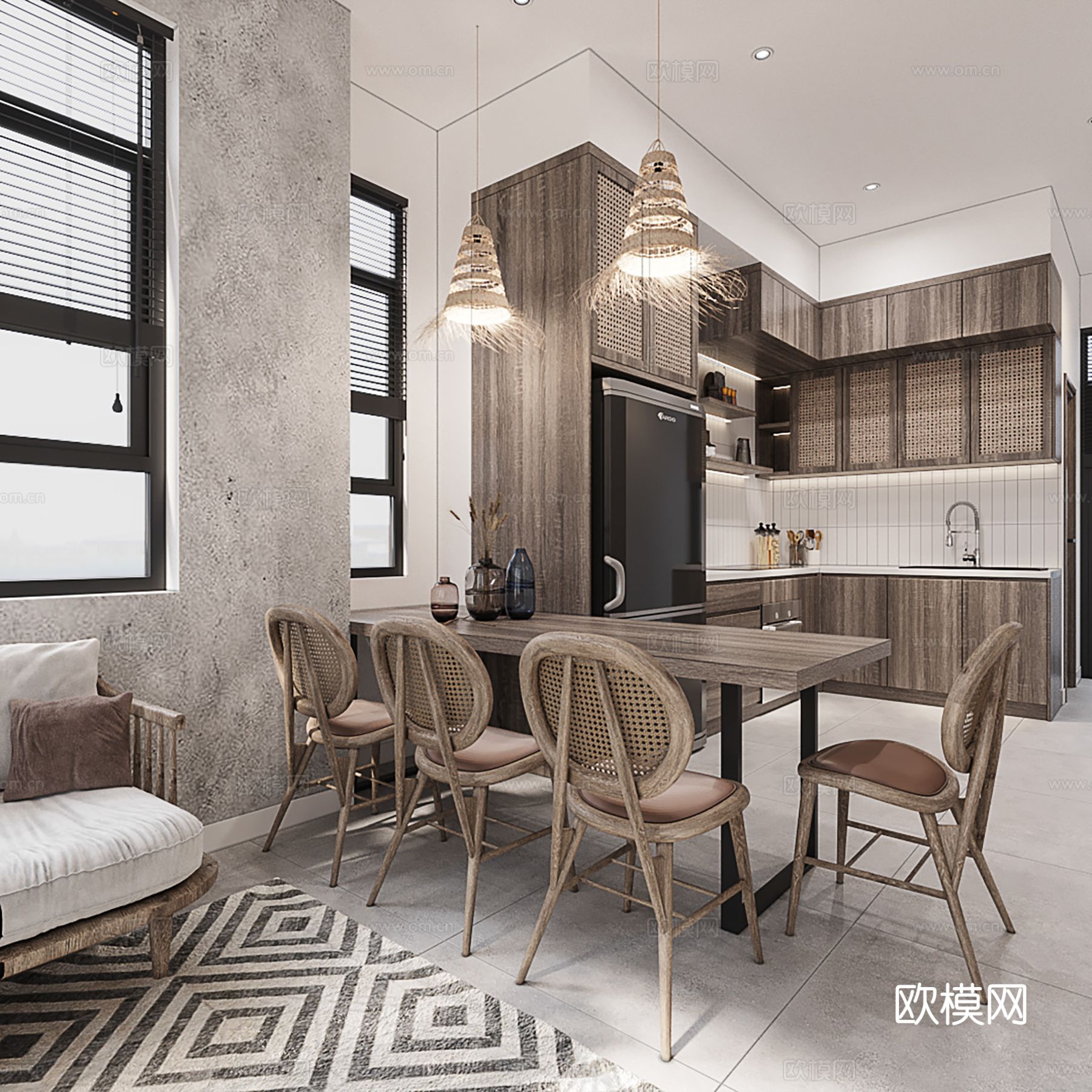 现代极简大平层家装设计 客厅卧室 餐厅 高级灰效果图下载（渲染图9）