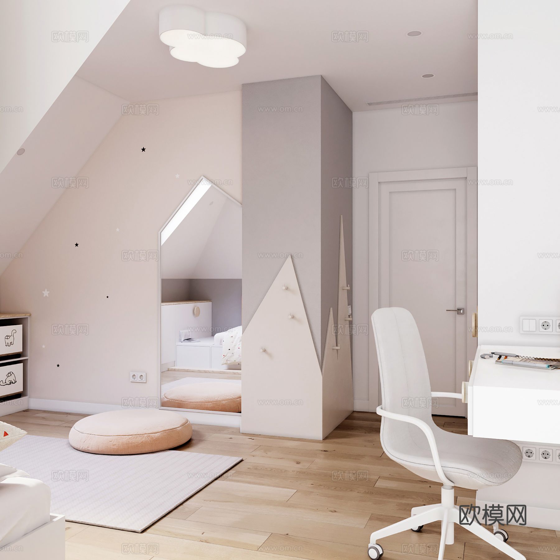 现代极简大平层家装设计 客厅卧室 餐厅 高级灰效果图下载（渲染图7）