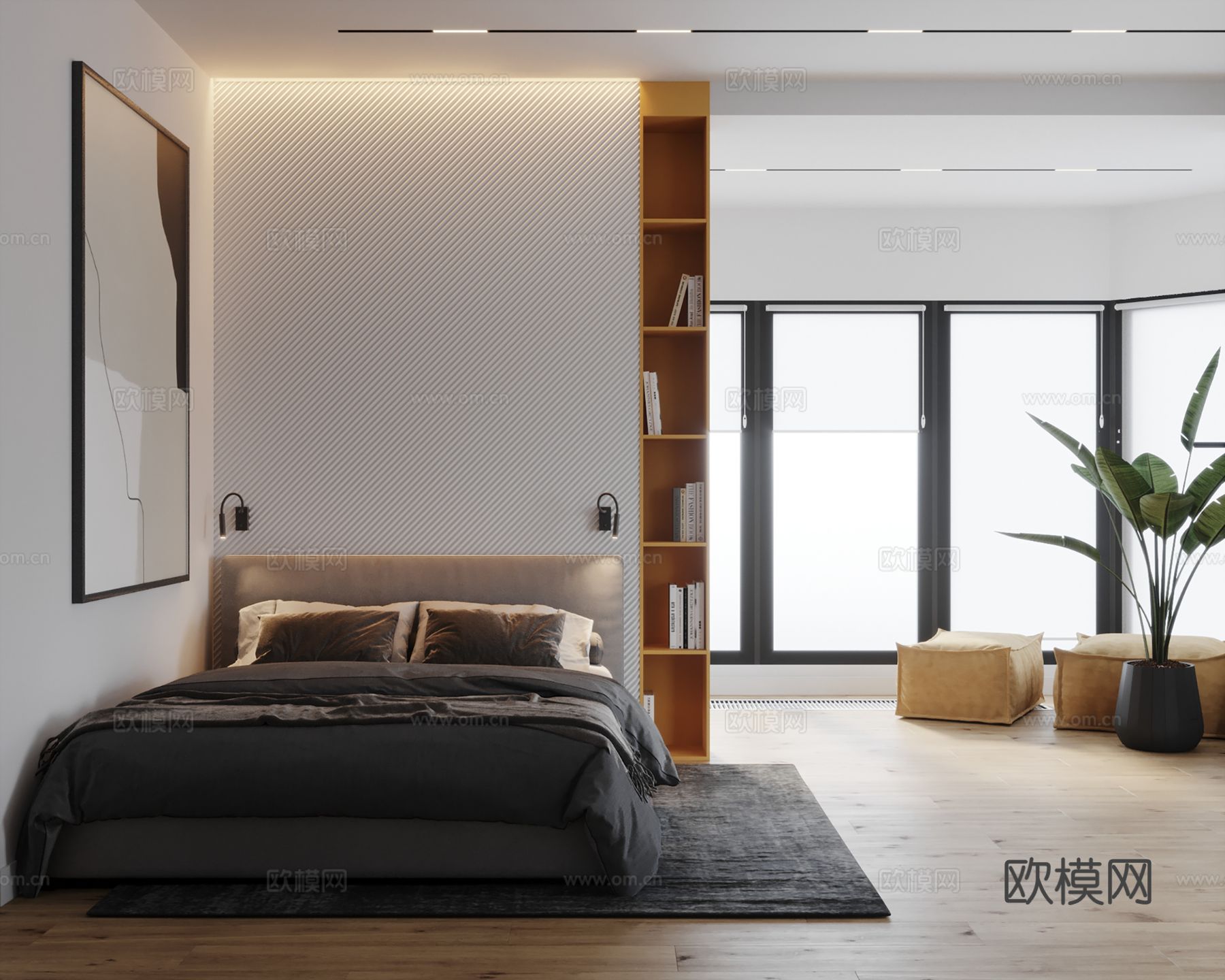 现代极简大平层家装设计 客厅卧室 餐厅 高级灰效果图下载（渲染图5）