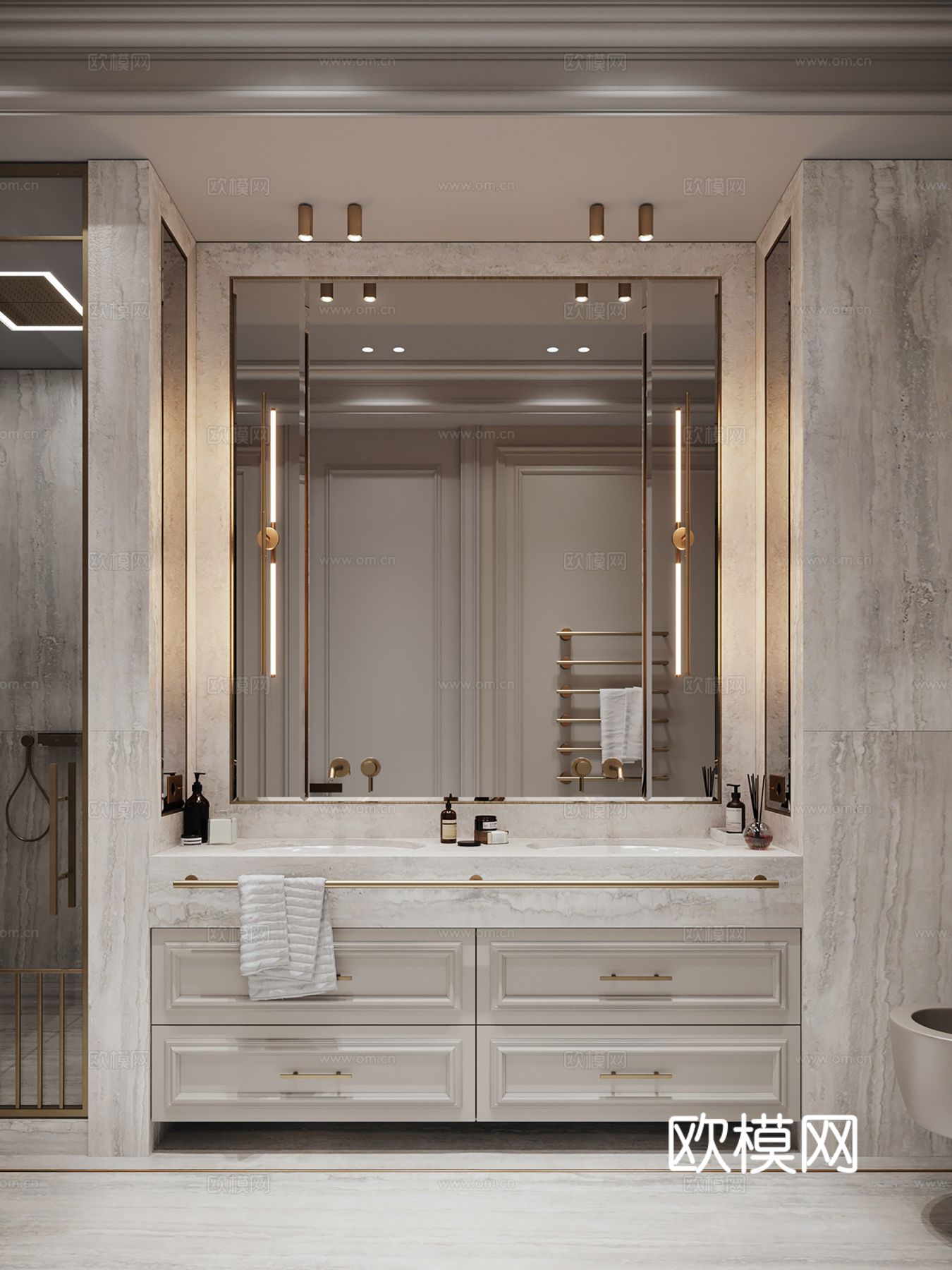 现代极简大平层家装设计 客厅卧室 餐厅 高级灰效果图下载（渲染图10）