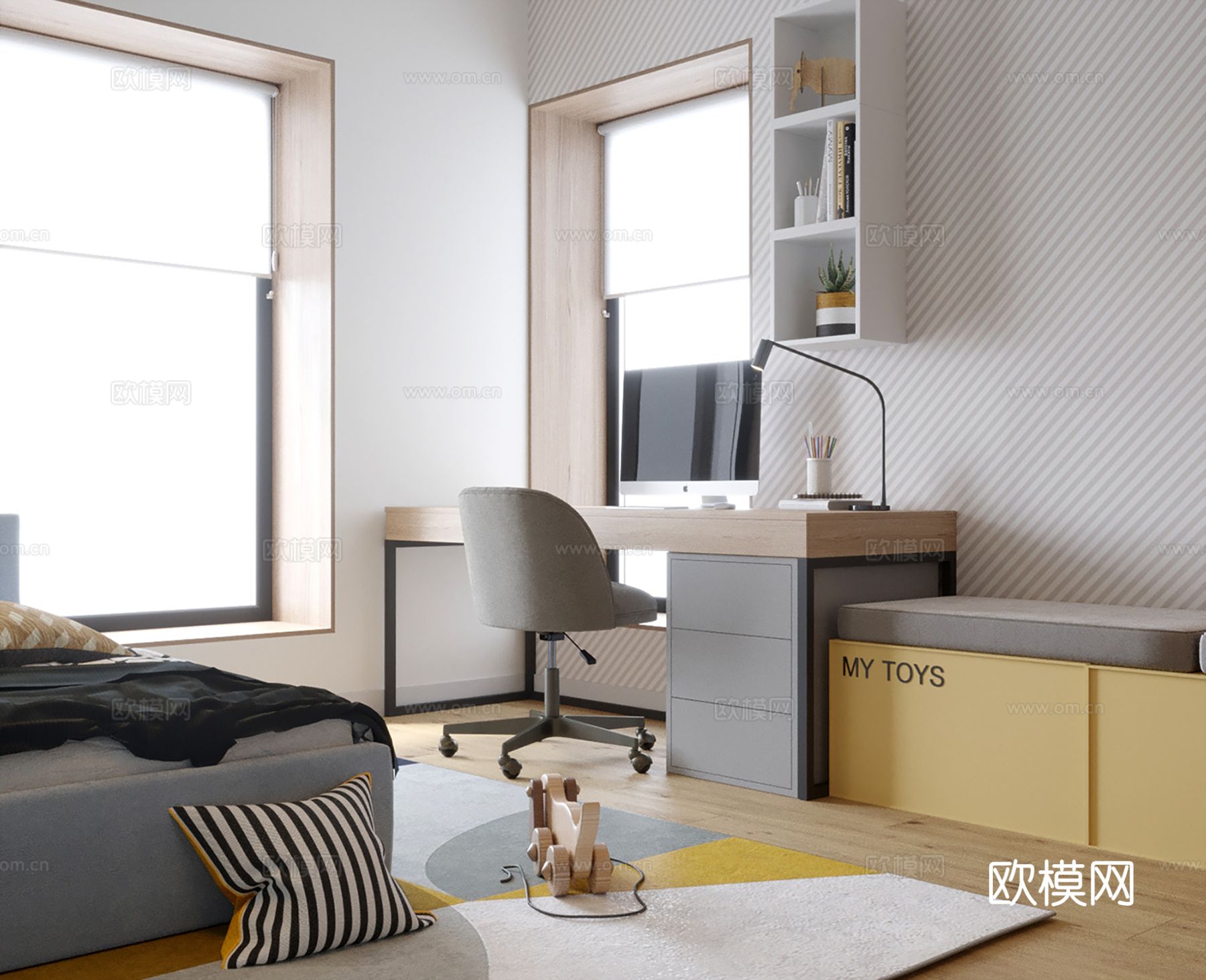 现代极简大平层家装设计 客厅卧室 餐厅 高级灰效果图下载（渲染图6）