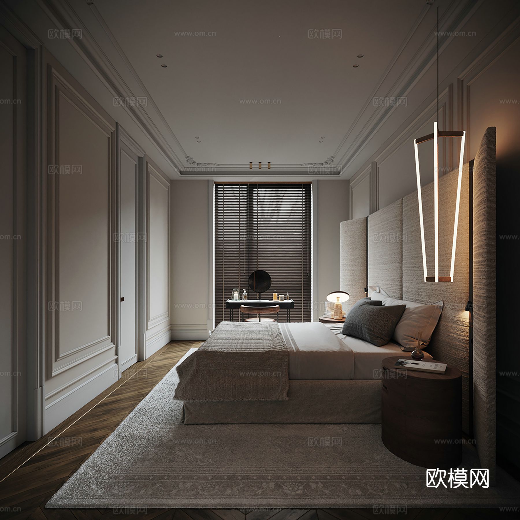 现代极简大平层家装设计 客厅卧室 餐厅 高级灰效果图下载（渲染图9）