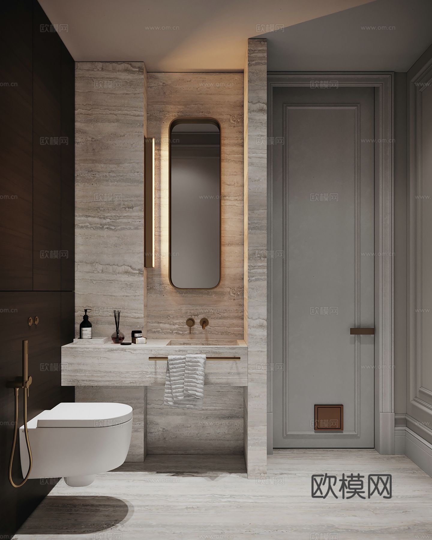 现代极简大平层家装设计 客厅卧室 餐厅 高级灰效果图下载（渲染图11）