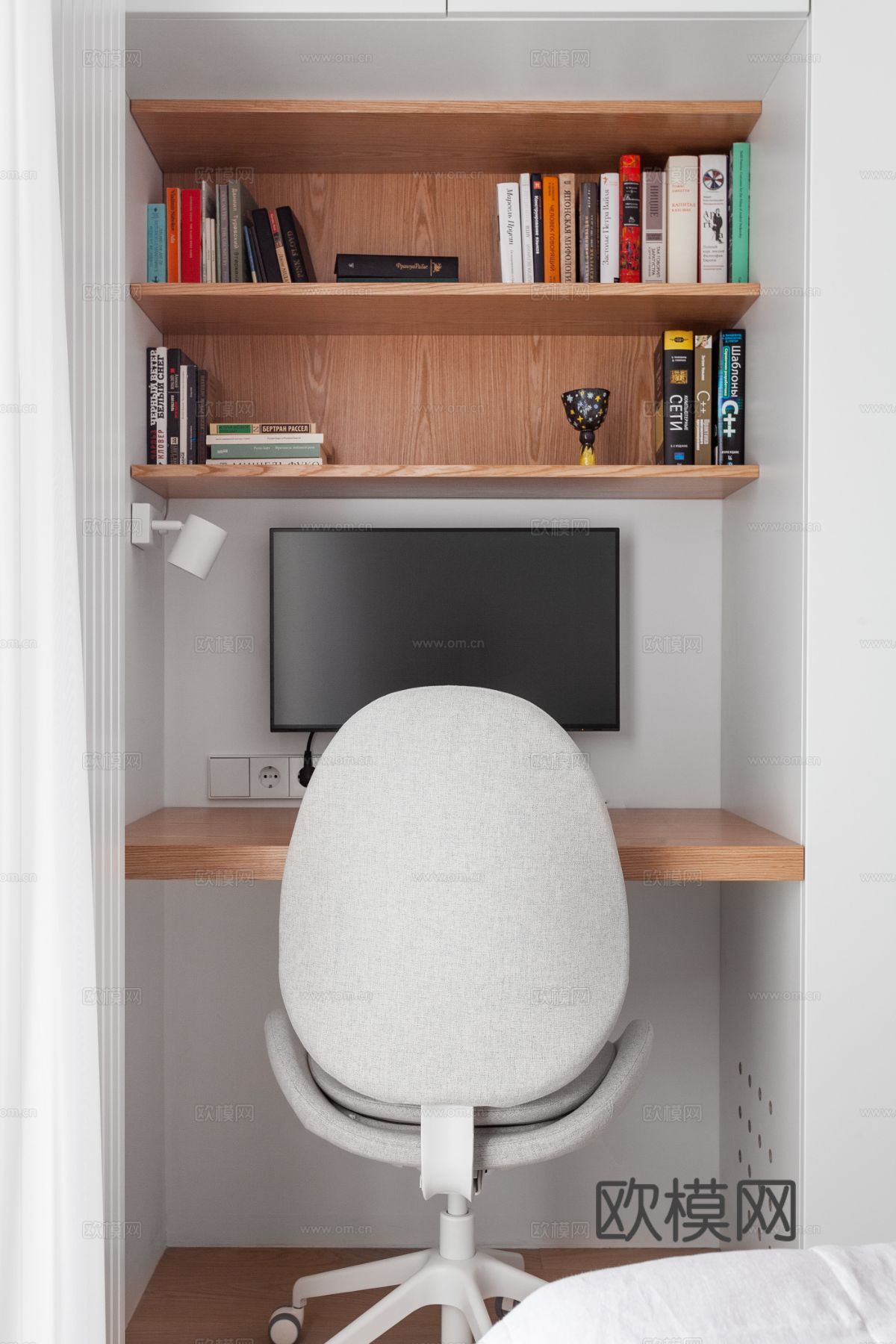 现代极简小公寓设计 客厅卧室 餐厅 高级灰效果图下载（渲染图4）