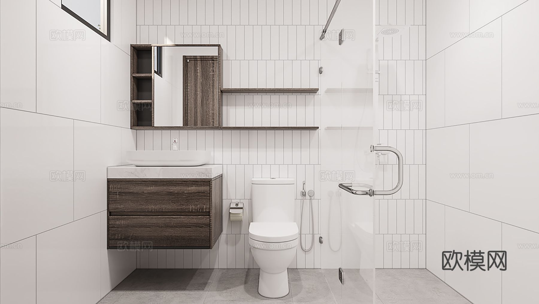 现代极简大平层家装设计 客厅卧室 餐厅 高级灰效果图下载（渲染图14）