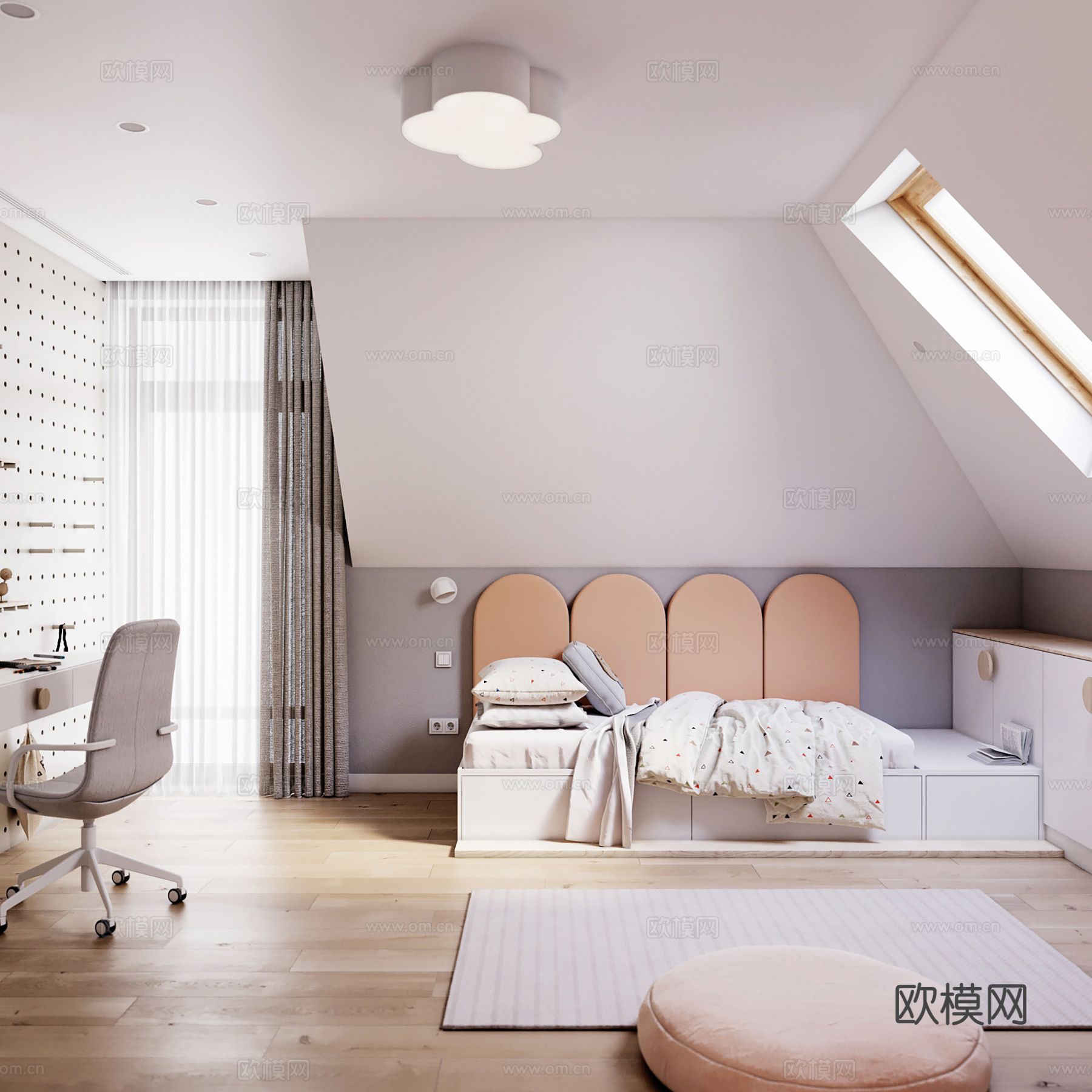 现代极简大平层家装设计 客厅卧室 餐厅 高级灰效果图下载（渲染图11）