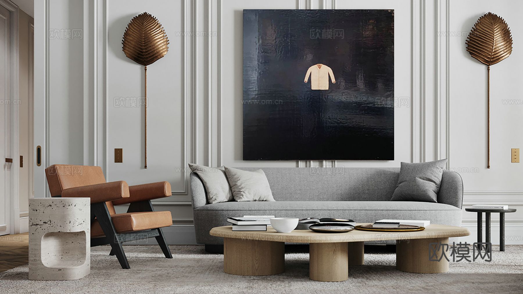 现代极简大平层家装设计 客厅卧室 餐厅 高级灰效果图下载（渲染图4）