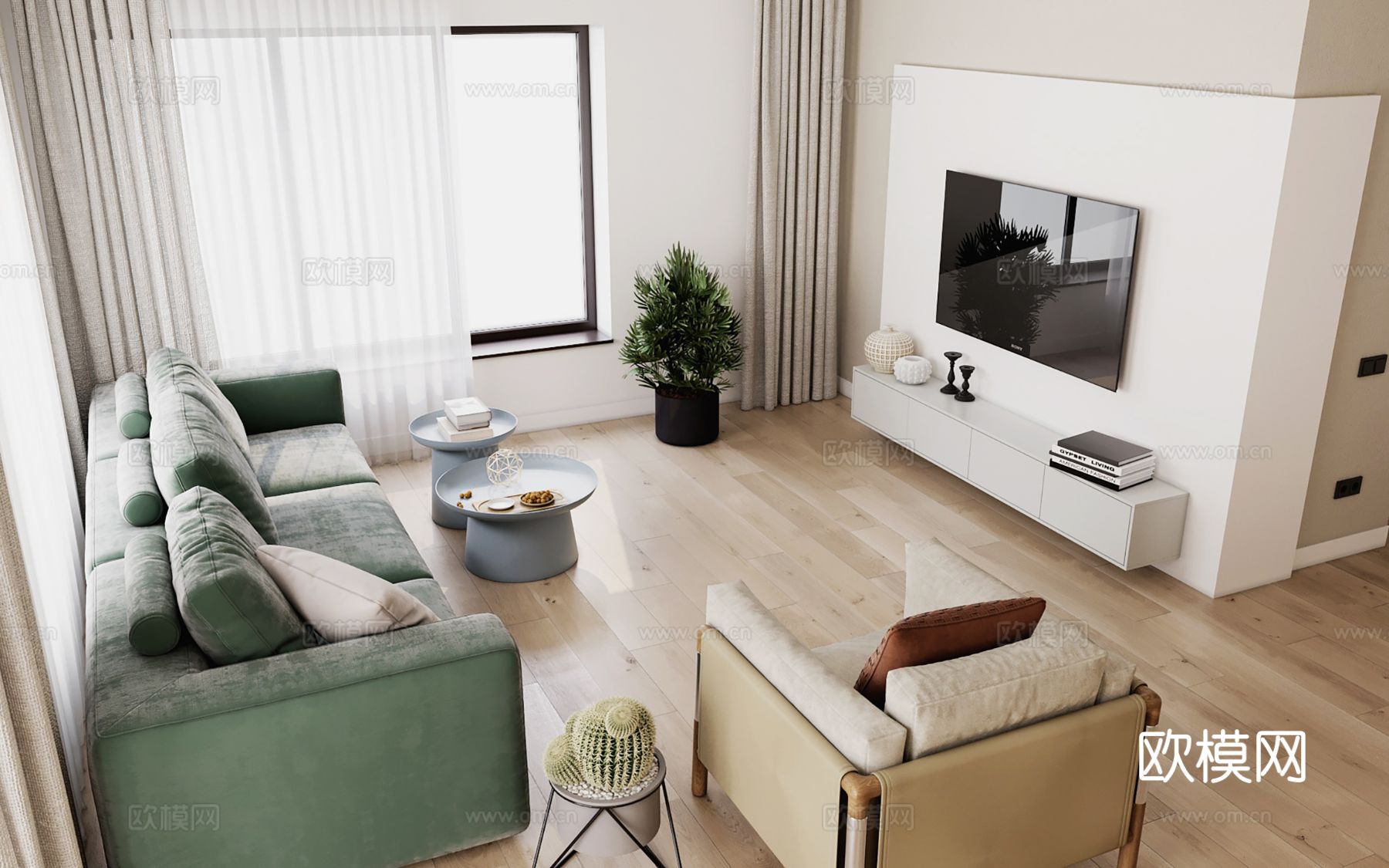 现代极简大平层家装设计 客厅卧室 餐厅 高级灰效果图下载（渲染图2）