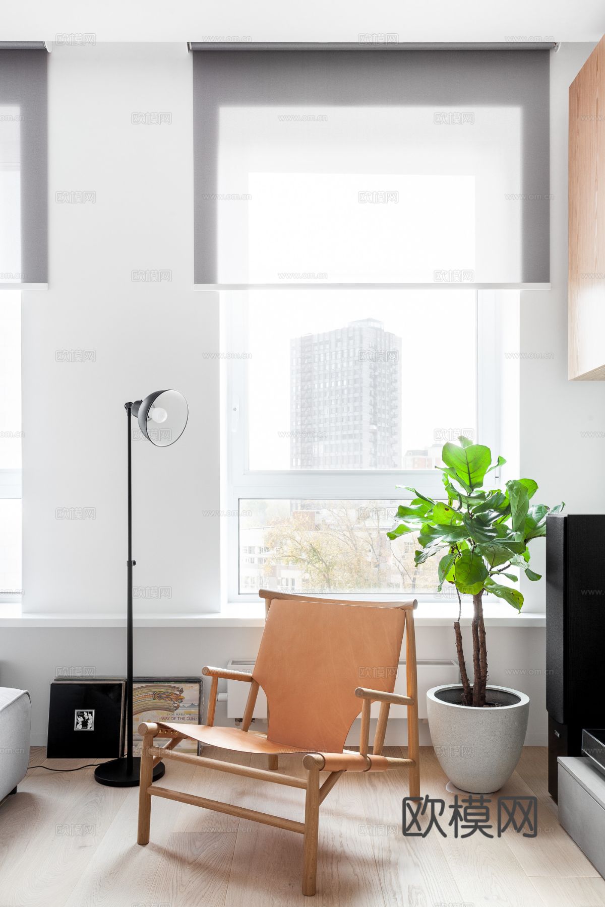 现代极简小公寓设计 客厅卧室 餐厅 高级灰效果图下载（渲染图11）