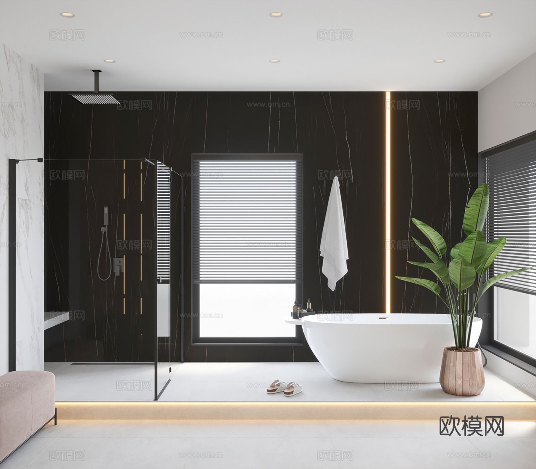 现代极简大平层家装设计 客厅卧室 餐厅 高级灰效果图下载（渲染图11）