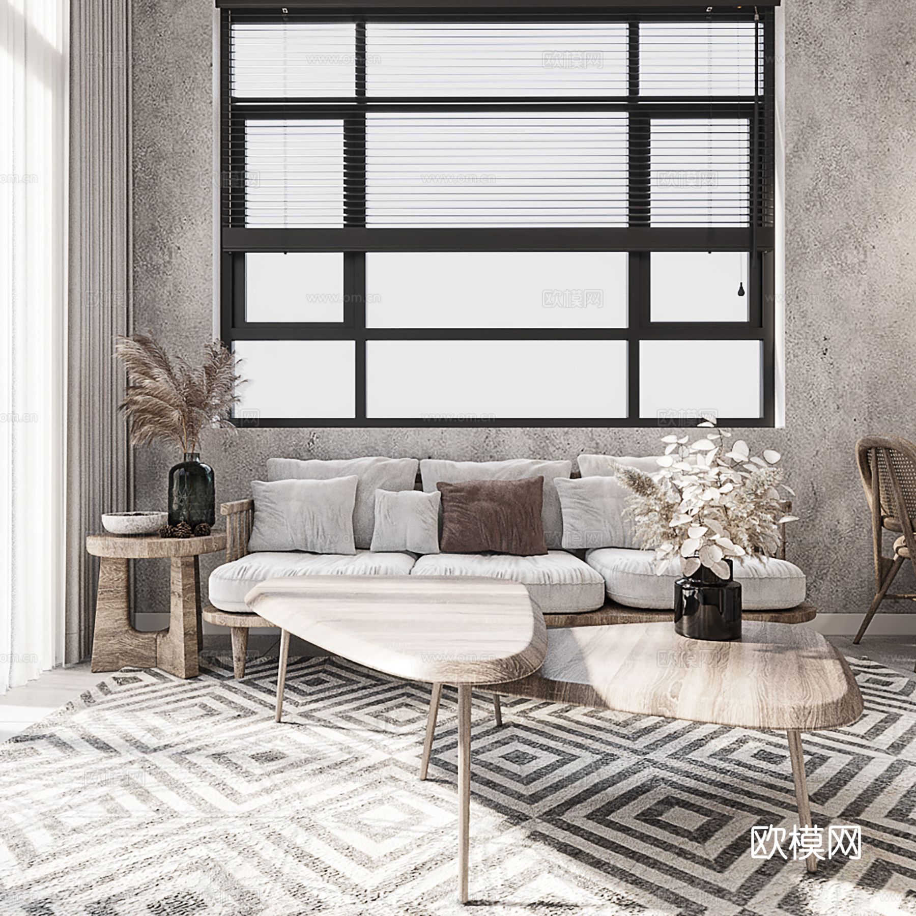 现代极简大平层家装设计 客厅卧室 餐厅 高级灰效果图下载（渲染图10）