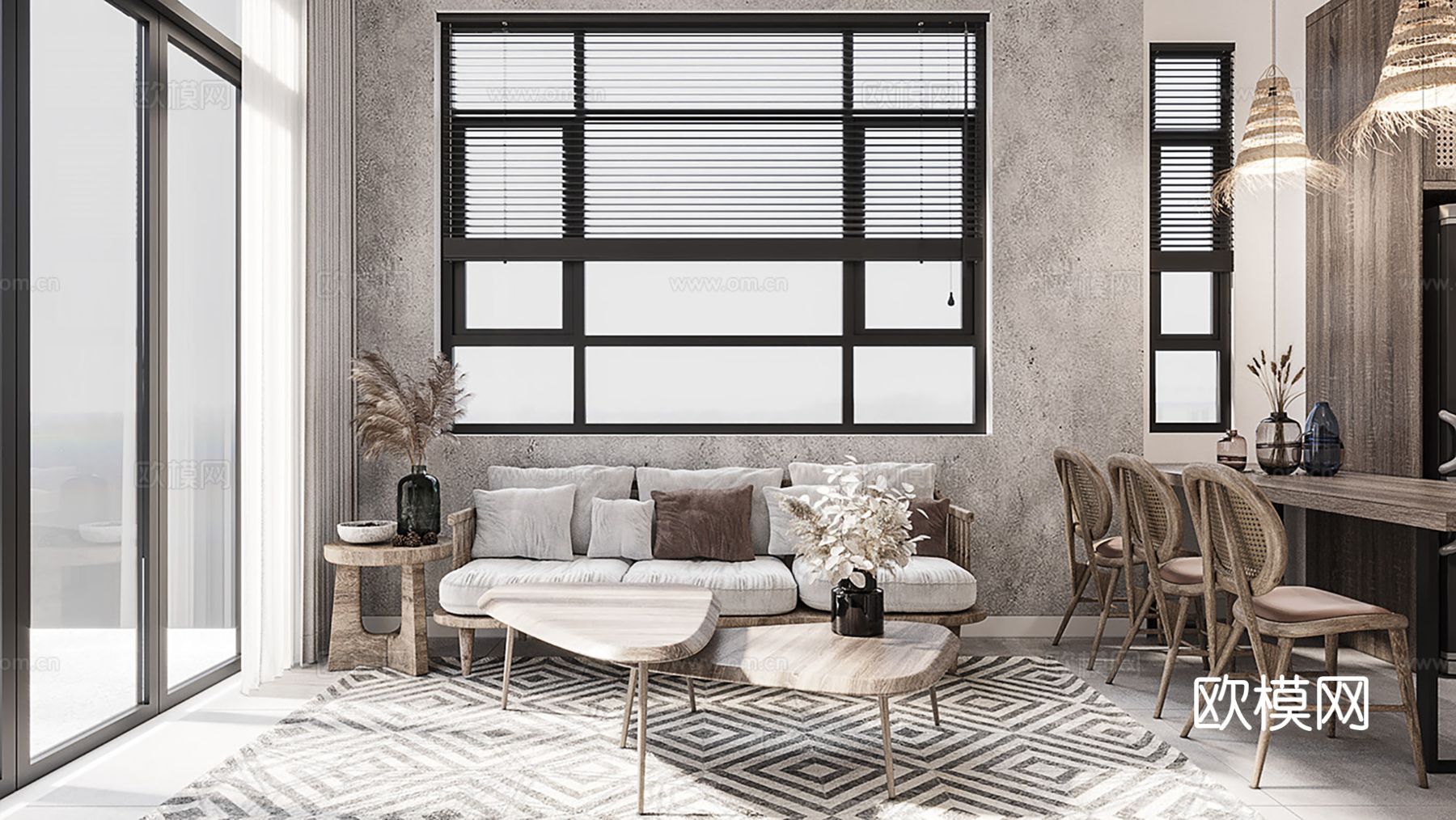 现代极简大平层家装设计 客厅卧室 餐厅 高级灰效果图下载（渲染图6）