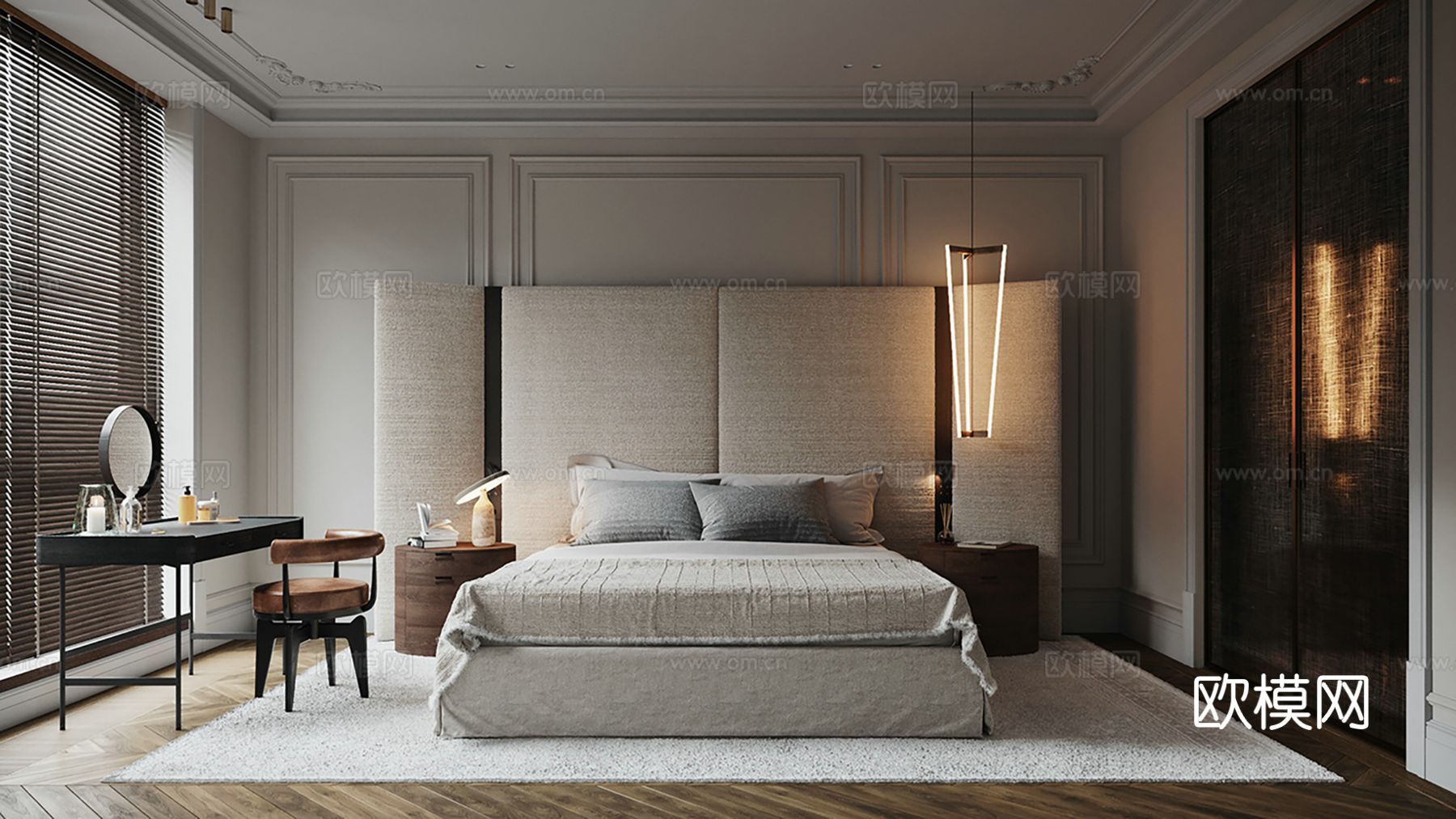 现代极简大平层家装设计 客厅卧室 餐厅 高级灰效果图下载（渲染图8）