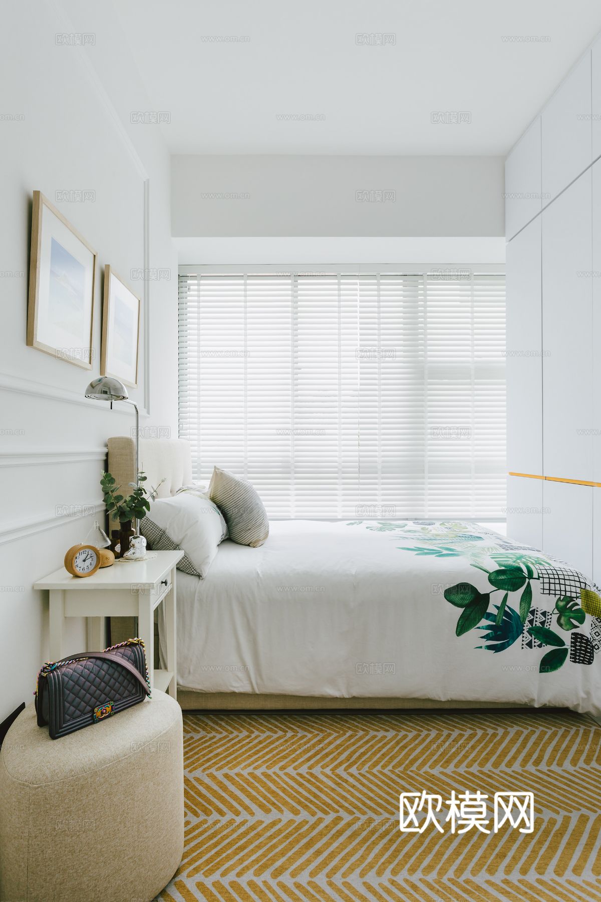 现代极简小公寓设计 客厅卧室 餐厅 高级灰效果图下载（渲染图2）