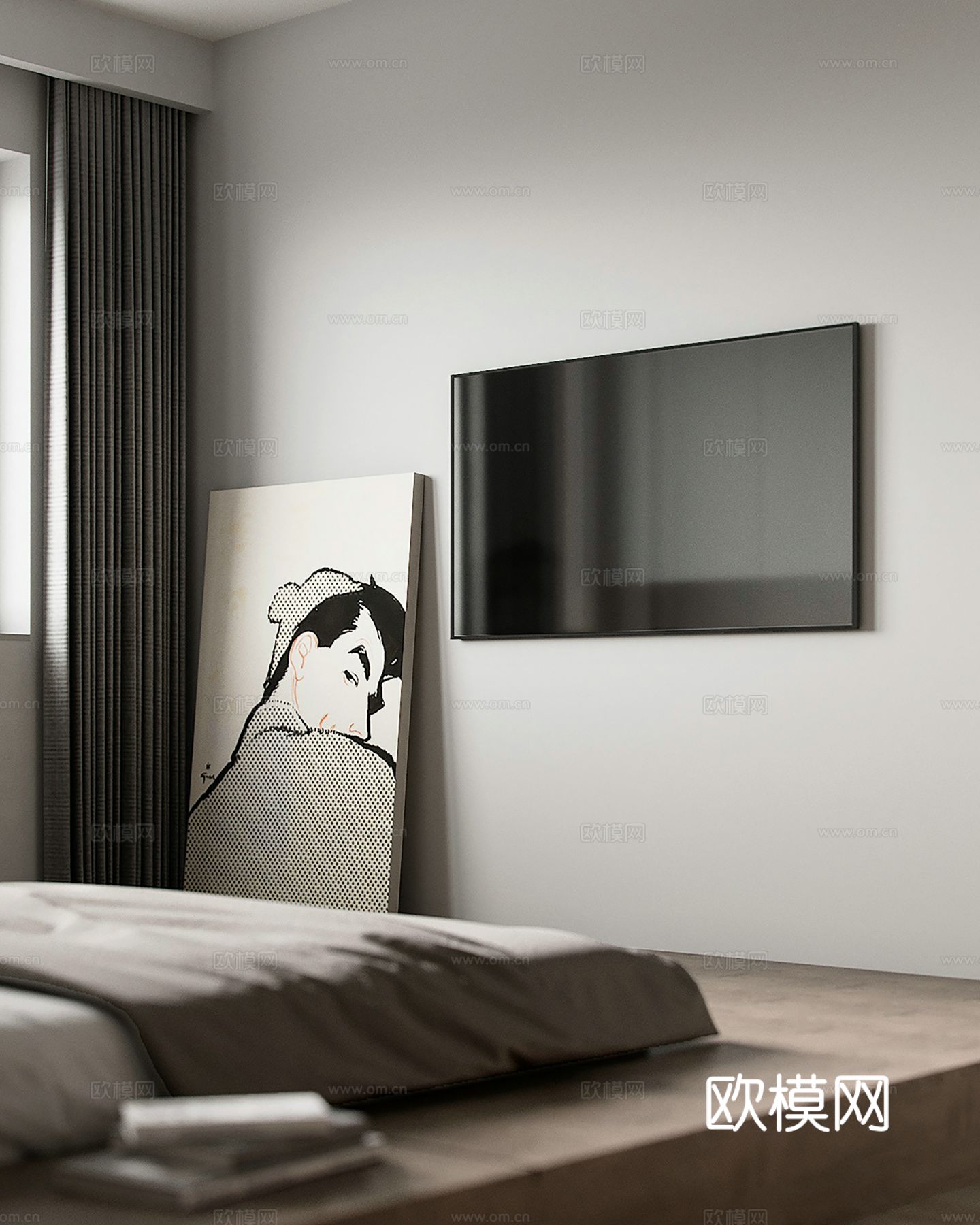 现代极简大平层家装设计 餐厅 卧室 客厅 高级灰效果图下载（渲染图6）