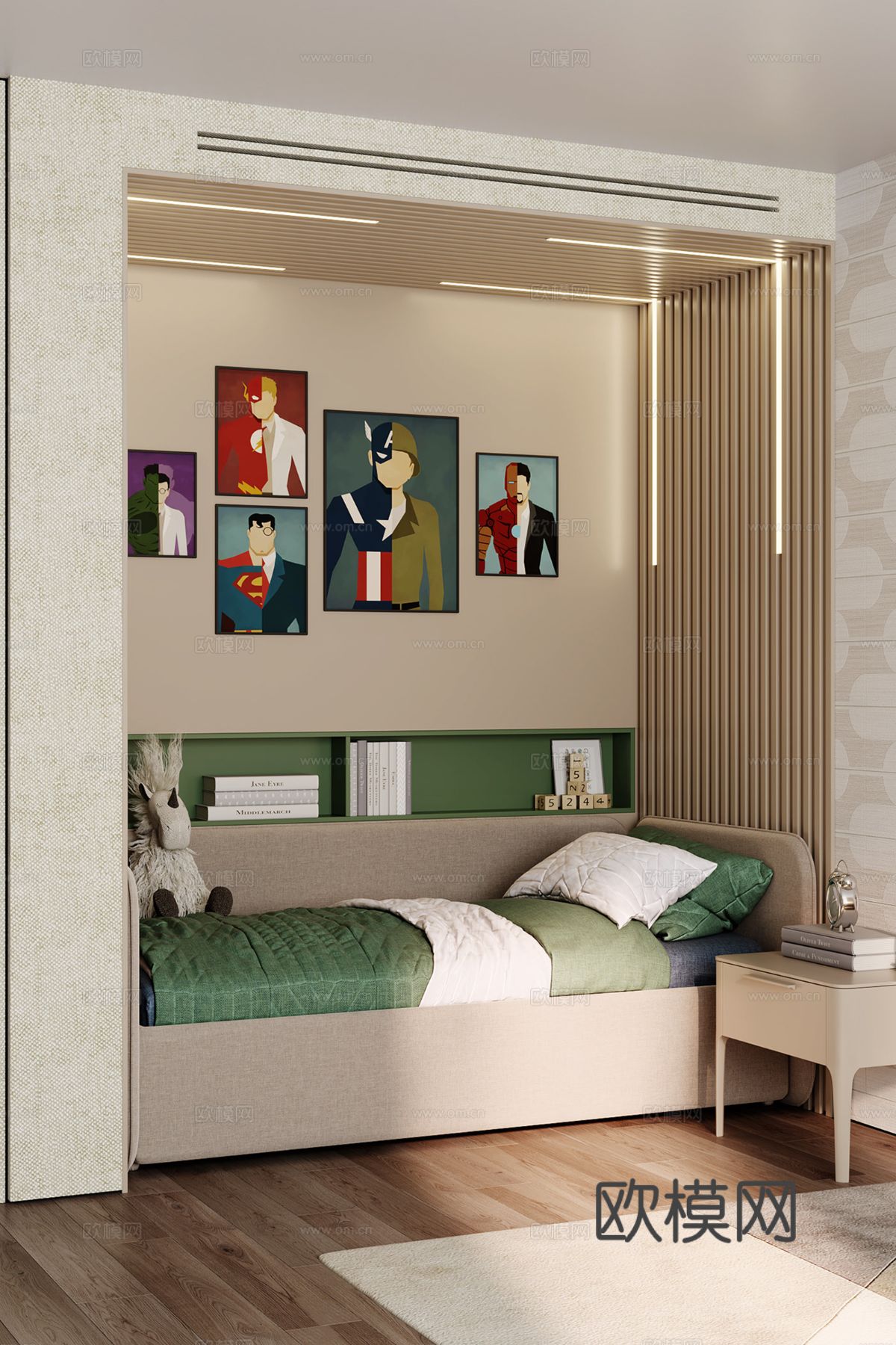 现代极简大平层家装设计 餐厅 卧室 客厅 高级灰效果图下载（渲染图7）