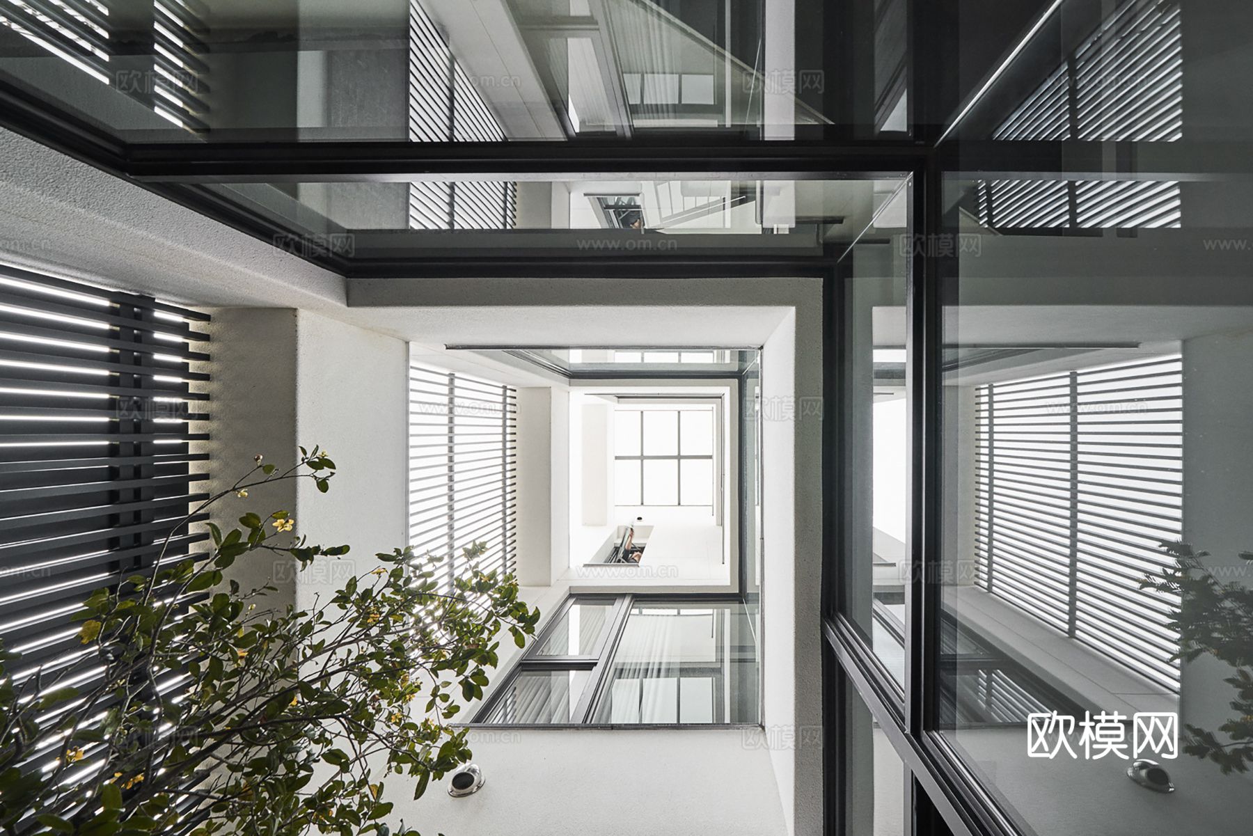 现代极简复式公寓家装设计 餐厅 卧室 客厅 高级灰效果图下载（渲染图7）