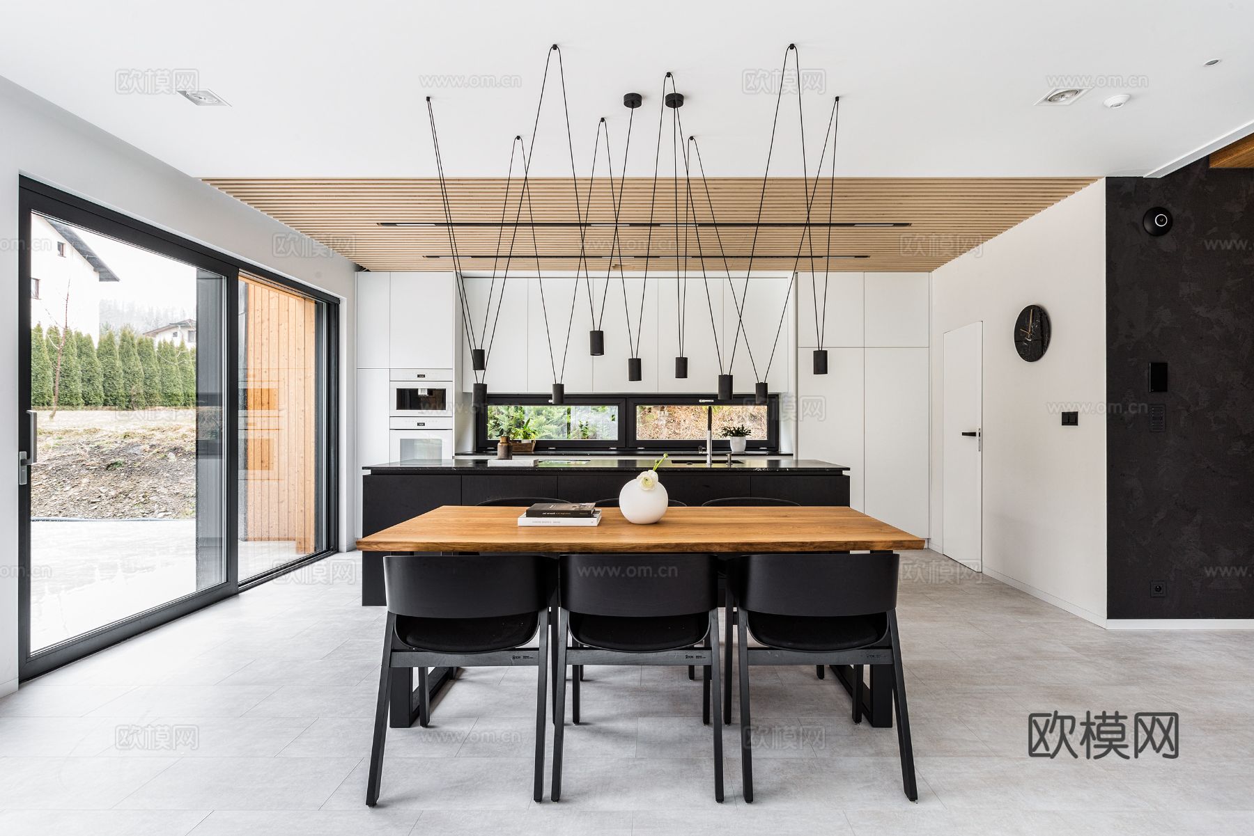 现代极简大平层家装设计 餐厅 卧室 客厅 高级灰效果图效果图下载（渲染图5）