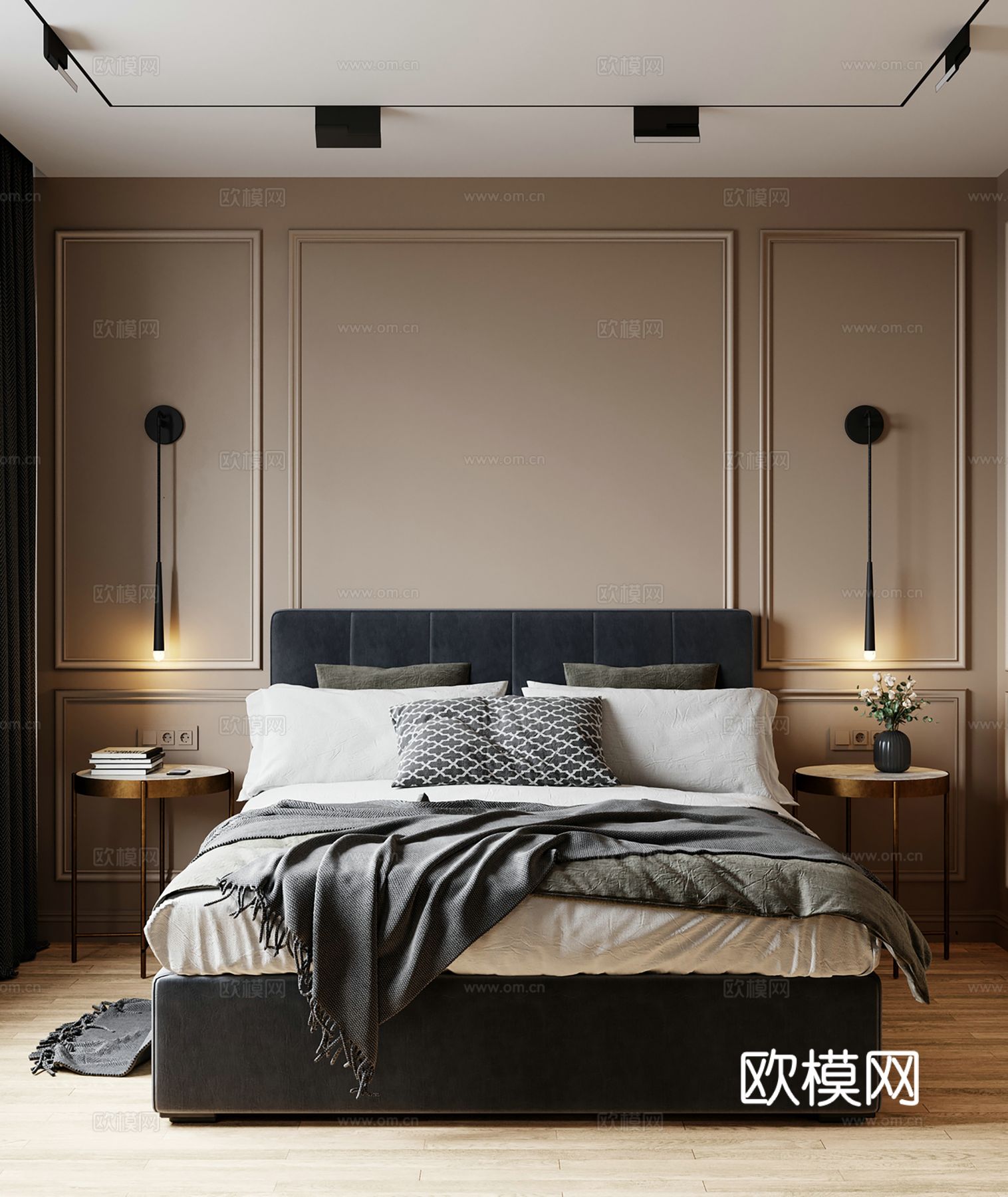 现代极简大平层家装设计 餐厅 卧室 客厅 高级灰效果图效果图下载（渲染图2）