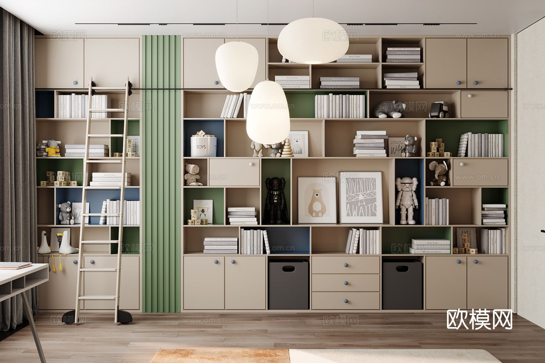 现代极简大平层家装设计 餐厅 卧室 客厅 高级灰效果图下载（渲染图8）