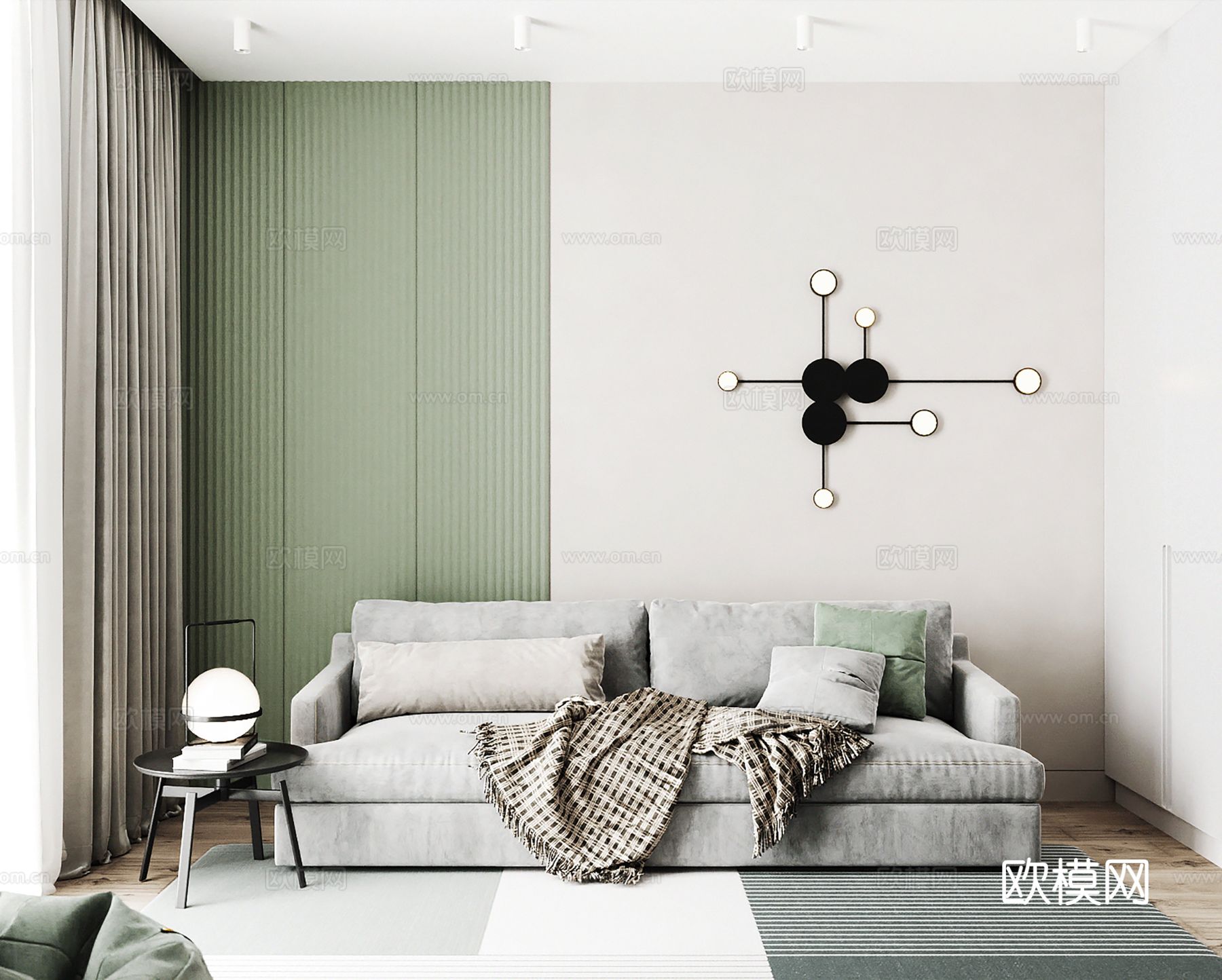 现代极简大平层家装设计 餐厅 卧室 客厅 糖果色奶油风效果图下载（渲染图10）